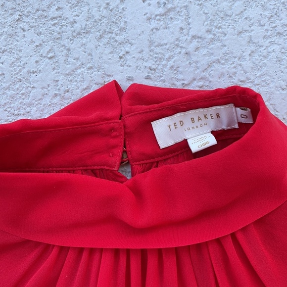 Ted Baker Red Long Sleeve Top- Size 0 - Picture 5 of 7